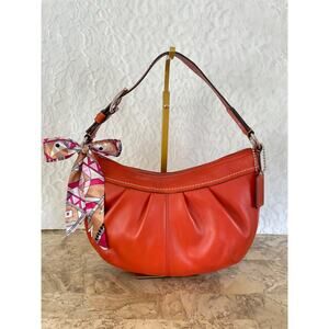Coach Ergo Pleated hobo/soho red-orange Leather Shoulder Bag F13730